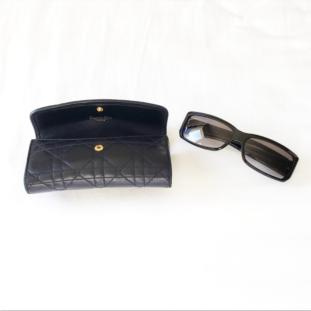 Vintage Dior sunglasses Y2K style with case. Dior metal signature on both sides